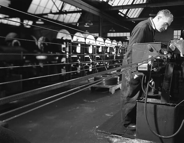 Bandsaws being sharpened at Slack Sellars & Co, Sheffield, South Yorkshire, 1963