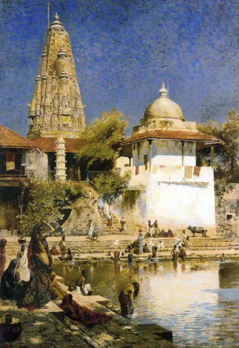 Framed Print : Banganga Tank and Walkeshwar Temple at Bombay, 1890s. Artist: Edwin Lord Weeks Framed Print : Banganga Tank and Walkeshwar Temple at Bombay, 1890s. Artist: Edwin Lord Weeks