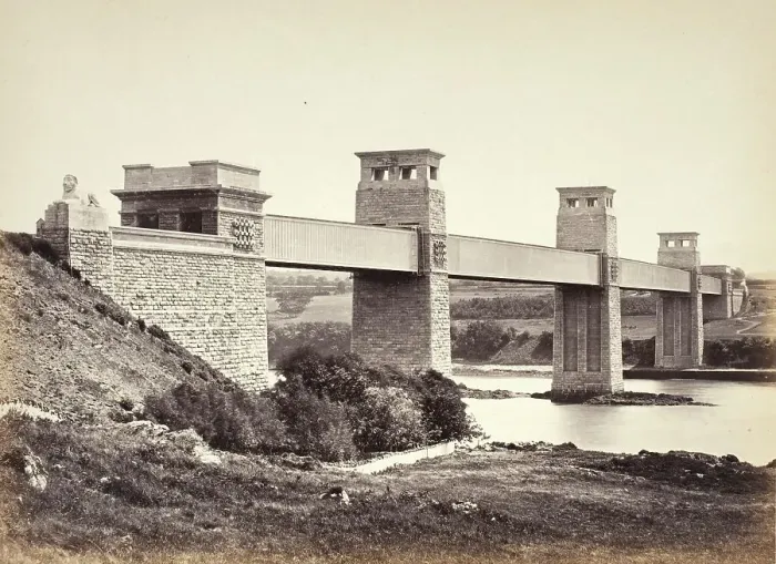 Framed Print : Bangor, The Britannia Bridge, From Anglesey (258), Printed 1860 circa. Creator: Francis Bedford Framed Print : Bangor, The Britannia Bridge, From Anglesey (258), Printed 1860 circa. Creator: Francis Bedford
