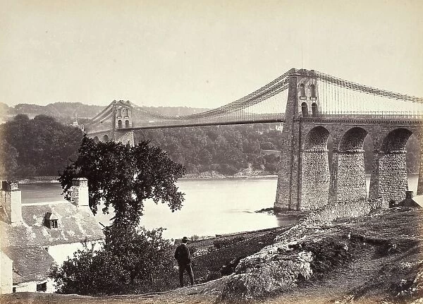 Bangor, Suspension Bridge, From Anglesey (254), Printed 1860 circa. Creator: Francis Bedford