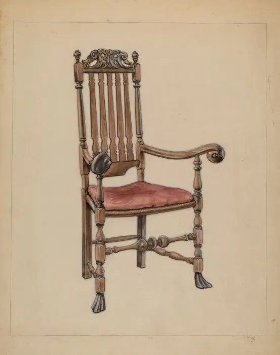 Framed Print : Banister-back Armchair, 1935 / 1942. Creator: M. Rosenshield-von-Paulin Framed Print : Banister-back Armchair, 1935 / 1942. Creator: M. Rosenshield-von-Paulin