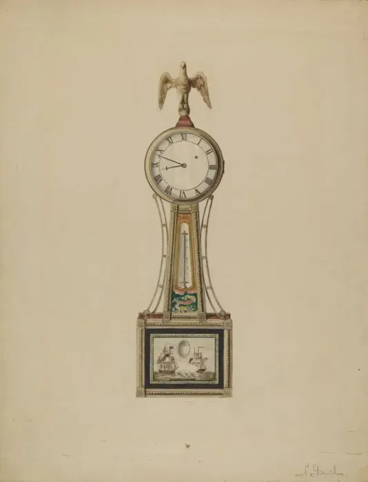 Framed Print : Banjo Clock, c. 1936. Creator: Nicholas Gorid Framed Print : Banjo Clock, c. 1936. Creator: Nicholas Gorid