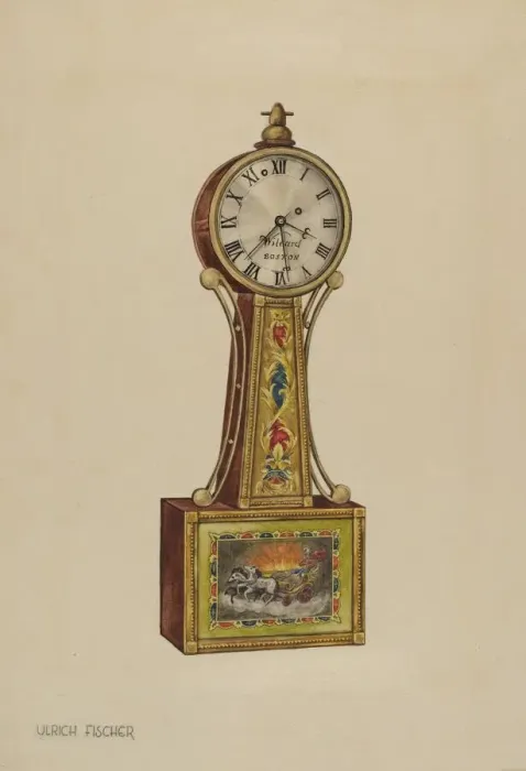 Framed Print : Banjo Clock, c. 1937. Creator: Ulrich Fischer Framed Print : Banjo Clock, c. 1937. Creator: Ulrich Fischer