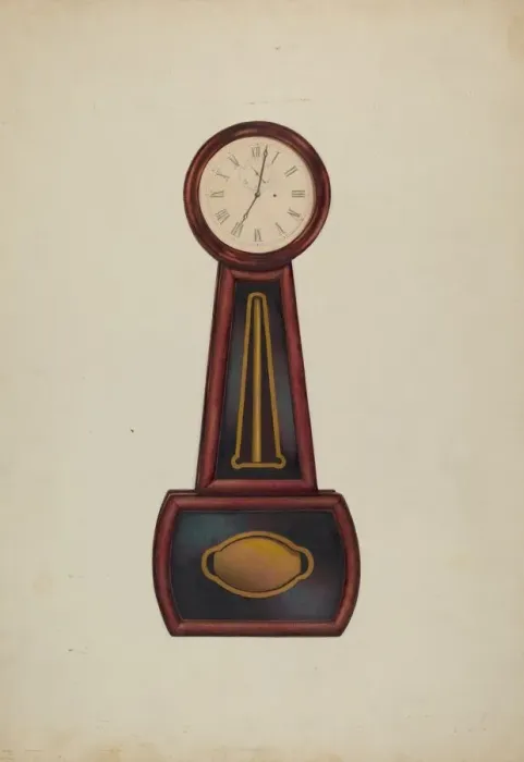Framed Print : Banjo Clock, c. 1942. Creator: Ralph Morton Framed Print : Banjo Clock, c. 1942. Creator: Ralph Morton