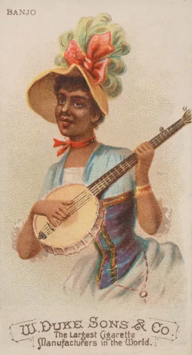 Framed Print : Banjo, from the Musical Instruments series (N82) for Duke brand cigarettes, 1888. 1888 Framed Print : Banjo, from the Musical Instruments series (N82) for Duke brand cigarettes, 1888. 1888