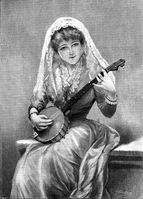 Framed Print : A Banjo Recital, by H. Saunders, 1890. Creator: R. Taylor Framed Print : A Banjo Recital, by H. Saunders, 1890. Creator: R. Taylor