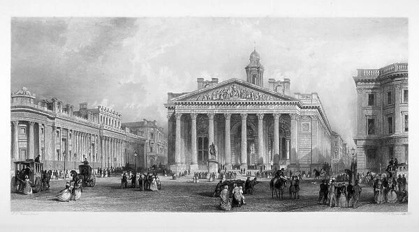 The Bank of England and Royal Exchange, City of London, c1845