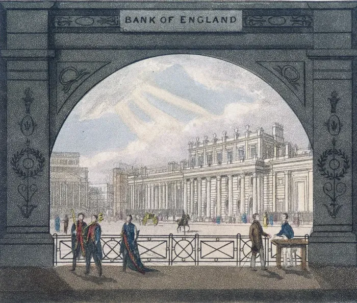Framed Print : Bank of England, Threadneedle Street, London, c1820 Framed Print : Bank of England, Threadneedle Street, London, c1820