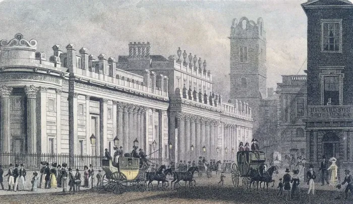 Framed Print : Bank of England, Threadneedle Street, London, c1827 Framed Print : Bank of England, Threadneedle Street, London, c1827