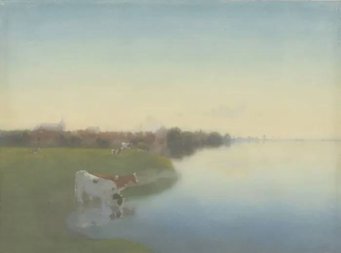 Framed Print : Bank of the IJssel near Hattem, 1867-1919. Creator: Jan Voerman I Framed Print : Bank of the IJssel near Hattem, 1867-1919. Creator: Jan Voerman I