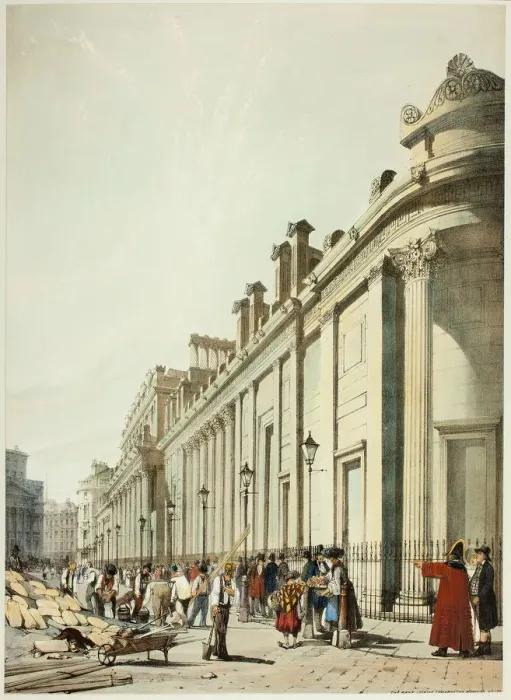 Framed Print : The Bank Looking Towards the Mansion House, from Original Views of London as It Is, 1842 Framed Print : The Bank Looking Towards the Mansion House, from Original Views of London as It Is, 1842