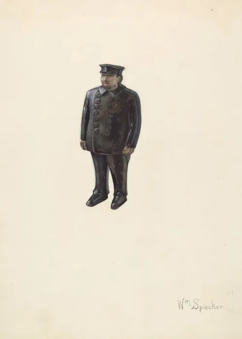 Framed Print : Bank: Policeman, c. 1937. Creator: William Spiecker Framed Print : Bank: Policeman, c. 1937. Creator: William Spiecker