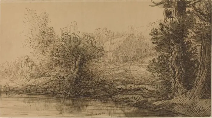 Framed Print : Bank of a River. Creator: Alphonse Legros Framed Print : Bank of a River. Creator: Alphonse Legros