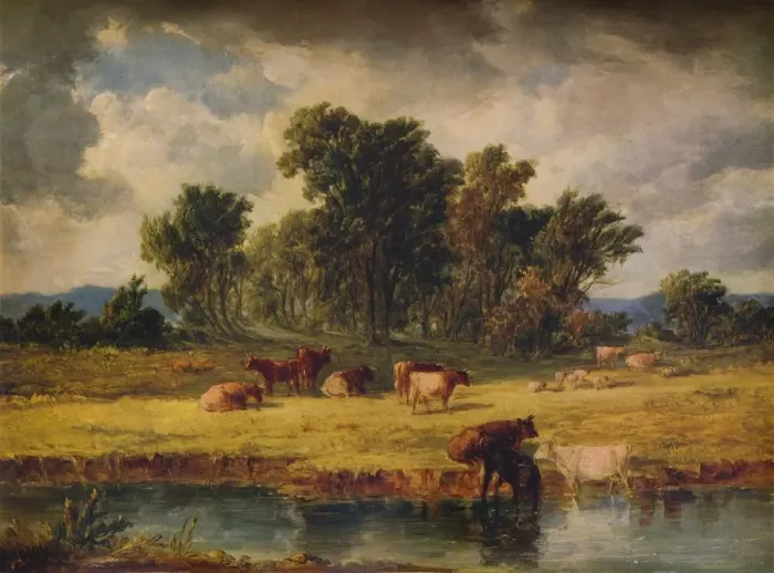 Framed Print : Banks of the Envy, near Rhuddlan, 1852, (1938). Artist: Alfred Vickers Framed Print : Banks of the Envy, near Rhuddlan, 1852, (1938). Artist: Alfred Vickers