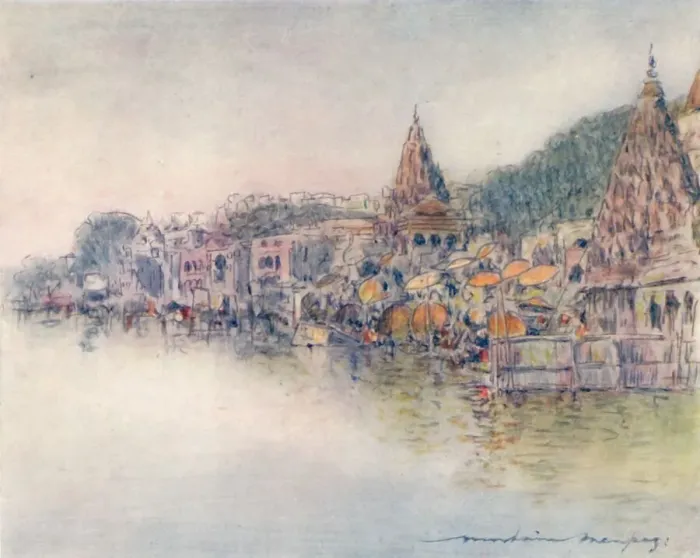 Framed Print : On the Banks of Holy River, Benares, 1905. Artist: Mortimer Luddington Menpes Framed Print : On the Banks of Holy River, Benares, 1905. Artist: Mortimer Luddington Menpes