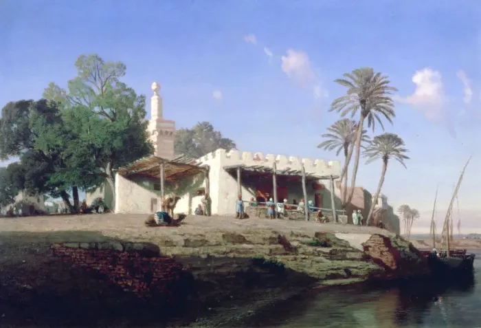 Framed Print : On the Banks of the Nile, 19th century. Artist: Prosper Georges Antoine Marilhat Framed Print : On the Banks of the Nile, 19th century. Artist: Prosper Georges Antoine Marilhat