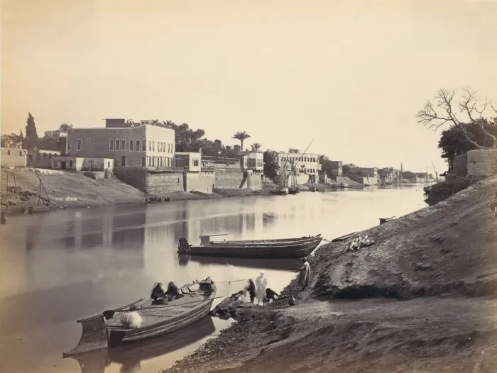 Framed Print : Banks of the Nile at Cairo, ca. 1857, printed 1870s. Creator: Francis Frith Framed Print : Banks of the Nile at Cairo, ca. 1857, printed 1870s. Creator: Francis Frith