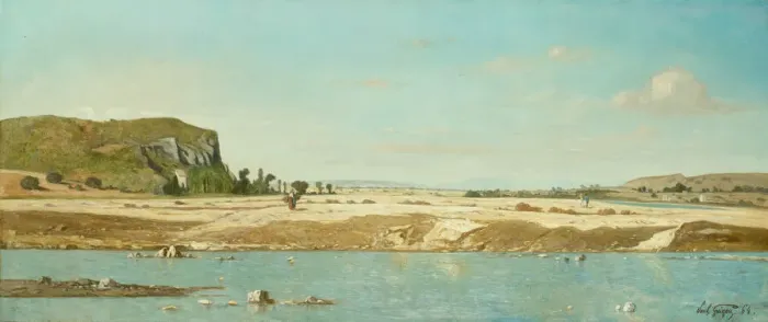 Framed Print : The Banks of the River Durance at Saint Paul, 1864. Creator: Paul Guigou Framed Print : The Banks of the River Durance at Saint Paul, 1864. Creator: Paul Guigou