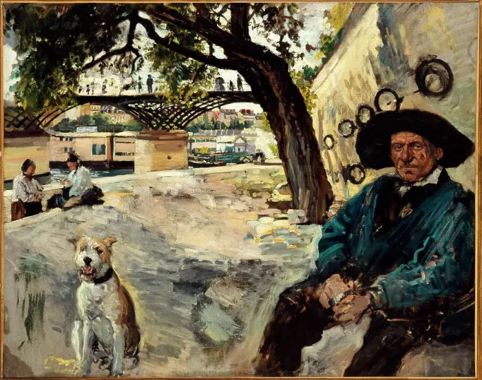 Framed Print : Banks of the Seine at the Pont des Arts: with coalman, c1880. Creator: Emile Antoine Guillier Framed Print : Banks of the Seine at the Pont des Arts: with coalman, c1880. Creator: Emile Antoine Guillier