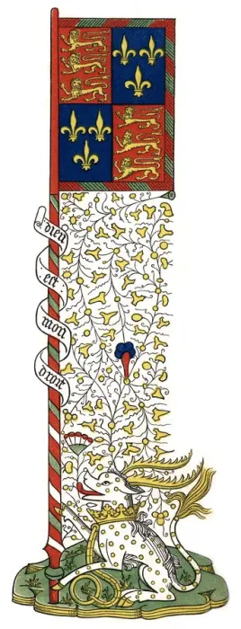 Framed Print : Banner of the arms of England and France, quartered, c1445, (1843). Artist: Henry Shaw Framed Print : Banner of the arms of England and France, quartered, c1445, (1843). Artist: Henry Shaw