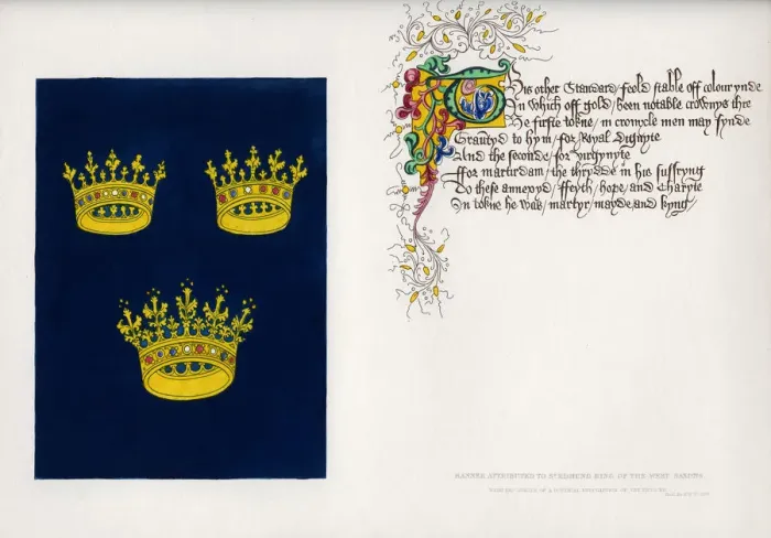 Framed Print : Banner and poem, c15th century, (1840) Framed Print : Banner and poem, c15th century, (1840)