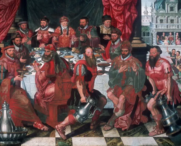 Framed Print : Banquet, 1574. Artist: Antoon Claeissens Framed Print : Banquet, 1574. Artist: Antoon Claeissens