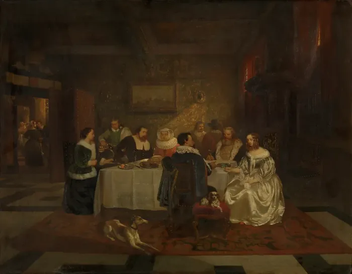 Framed Print : Banquet, 1850. Creator: Willem Linnig I Framed Print : Banquet, 1850. Creator: Willem Linnig I