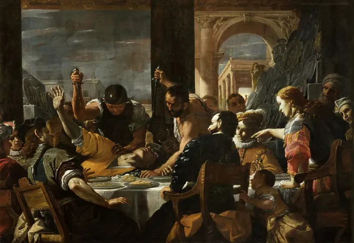 Framed Print : The Banquet of Absalom, c1662-1665. Creator: Preti, Mattia (1613-1699) Framed Print : The Banquet of Absalom, c1662-1665. Creator: Preti, Mattia (1613-1699)