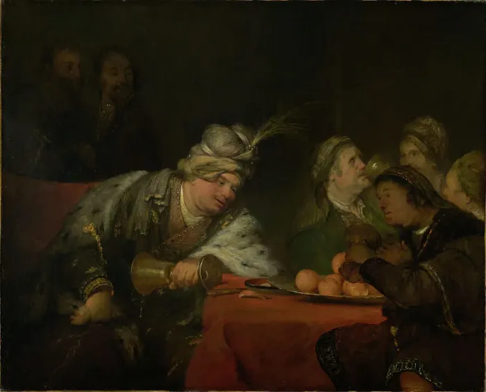 Framed Print : The Banquet of Ahasuerus, 1680s. Creator: Aert de Gelder Framed Print : The Banquet of Ahasuerus, 1680s. Creator: Aert de Gelder