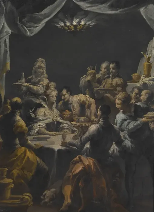 Framed Print : The Banquet of Ahasuerus, unknown date. Creator: Giuseppe Varotti Framed Print : The Banquet of Ahasuerus, unknown date. Creator: Giuseppe Varotti