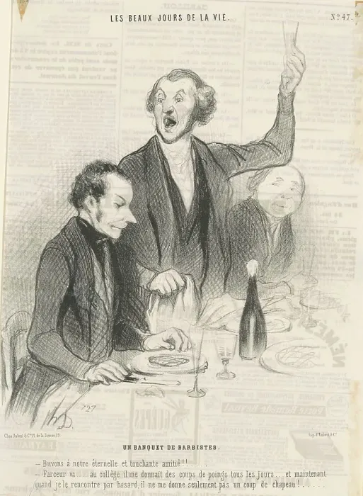 Framed Print : Un banquet de barbistes, 19th century. Creator: Honore Daumier Framed Print : Un banquet de barbistes, 19th century. Creator: Honore Daumier