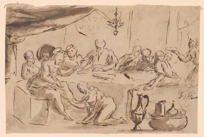Framed Print : Banquet in Bethany, 1701 / 1800. Creator: Master with the Mousetrap Framed Print : Banquet in Bethany, 1701 / 1800. Creator: Master with the Mousetrap