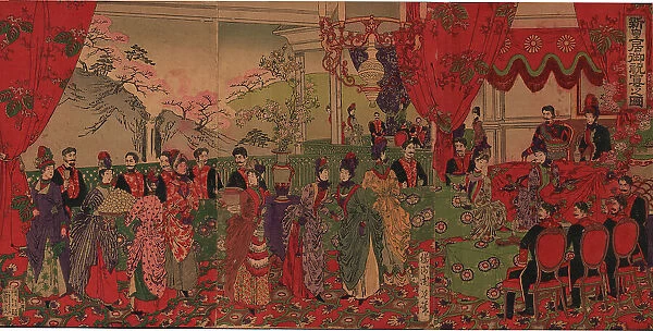 A Banquet in celebration of the New Imperial Palace, 1888. Creator: Chikanobu, Toyohara (Yoshu) (1838-1912)