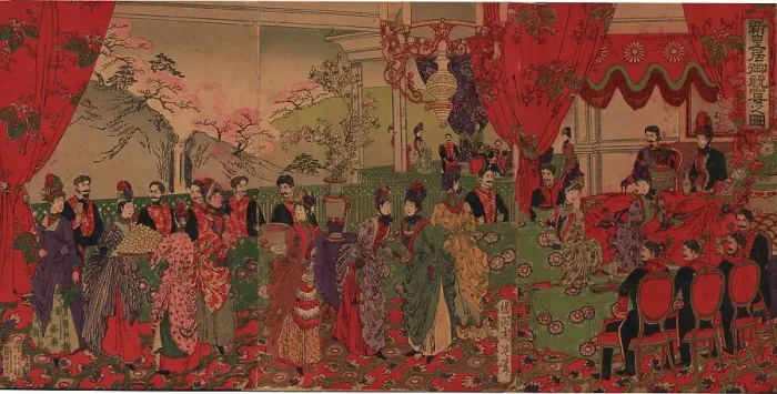 Framed Print : A Banquet in celebration of the New Imperial Palace, 1888. Creator: Chikanobu, Toyohara (Yoshu) (1838-1912) Framed Print : A Banquet in celebration of the New Imperial Palace, 1888. Creator: Chikanobu, Toyohara (Yoshu) (1838-1912)