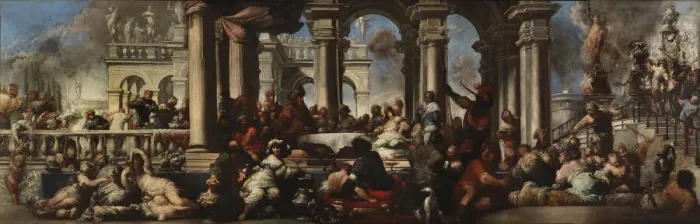 Framed Print : The Banquet of Cleopatra, 1660. Creator: Sebastiano Mazzoni Framed Print : The Banquet of Cleopatra, 1660. Creator: Sebastiano Mazzoni