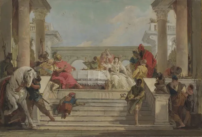 Framed Print : The Banquet of Cleopatra, 1740s. Creator: Tiepolo, Giambattista (1696-1770) Framed Print : The Banquet of Cleopatra, 1740s. Creator: Tiepolo, Giambattista (1696-1770)