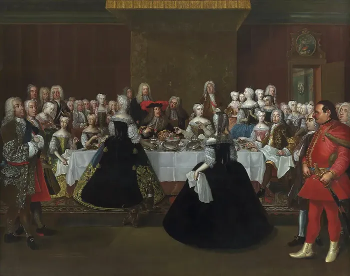 Framed Print : A Banquet at the Court of the German Emperor Charles VI, 1739-1743. Creator: Johann Salomon Wahl Framed Print : A Banquet at the Court of the German Emperor Charles VI, 1739-1743. Creator: Johann Salomon Wahl