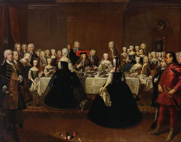 Banquet at the Court of Vienna 'En grand couvert', 1734. Creator: Johan Lundberg. Banquet at the Court of Vienna 'En grand couvert', 1734. Creator: Johan Lundberg