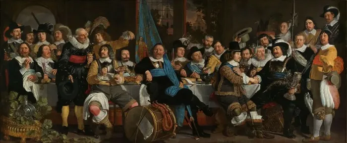 Framed Print : Banquet at the Crossbowmen's Guild in Celebration of the Treaty of Münster, 1648. Creator: Bartholomeus van der Helst Framed Print : Banquet at the Crossbowmen's Guild in Celebration of the Treaty of Münster, 1648. Creator: Bartholomeus van der Helst