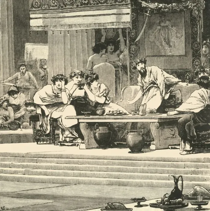 Framed Print : The Banquet of Damocles, 1890. Creator: Unknown Framed Print : The Banquet of Damocles, 1890. Creator: Unknown
