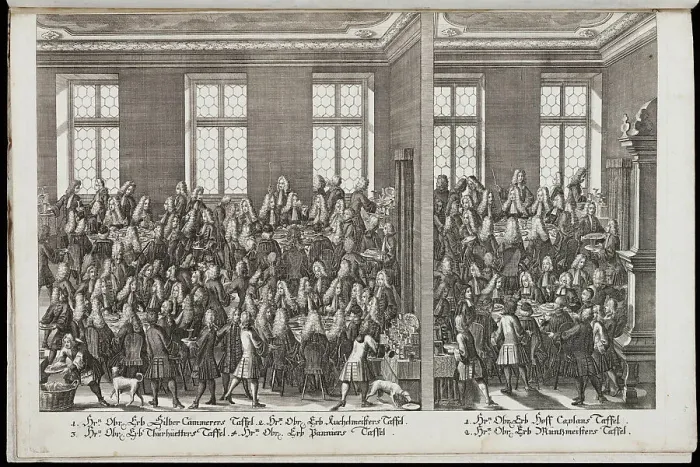 Framed Print : A banquet. Festival honoring Emperor Charles VI, 1712. Artist: Engelbrecht, Christian (1672-1735) Framed Print : A banquet. Festival honoring Emperor Charles VI, 1712. Artist: Engelbrecht, Christian (1672-1735)