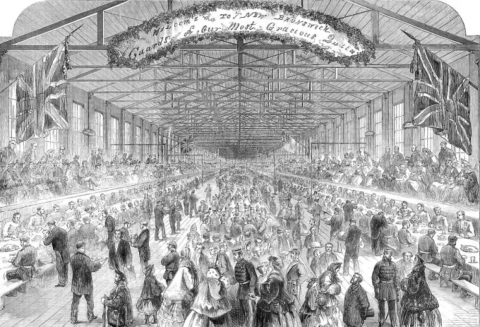 Framed Print : Banquet to the Fusilier Guards and others of Her Majesty's Troops, 1000 in number, at St... 1862. Creator: Unknown Framed Print : Banquet to the Fusilier Guards and others of Her Majesty's Troops, 1000 in number, at St... 1862. Creator: Unknown