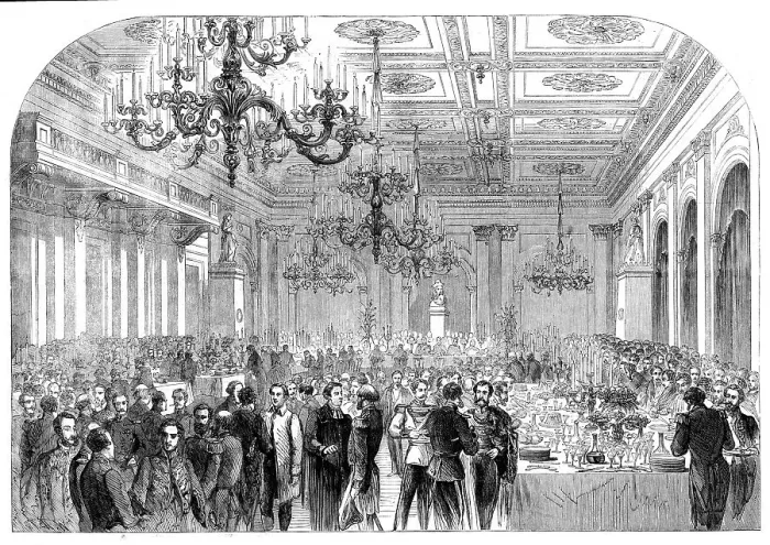 Framed Print : Banquet given at the Exchange, Gottenburg, on the occasion of opening the railway... 1862. Creator: Unknown Framed Print : Banquet given at the Exchange, Gottenburg, on the occasion of opening the railway... 1862. Creator: Unknown