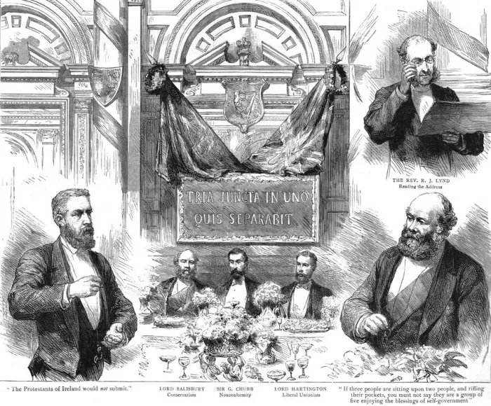 Framed Print : Banquet given to Lord Salisbury and Hartington by the Nonconformist Unionist Association, 1888. Creator: Unknown Framed Print : Banquet given to Lord Salisbury and Hartington by the Nonconformist Unionist Association, 1888. Creator: Unknown