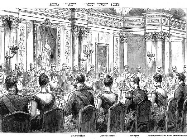 The Banquet Given by Sir Edward and Lady Ermyntrude Malet at the British Embassy, 1890. Creator: Unknown