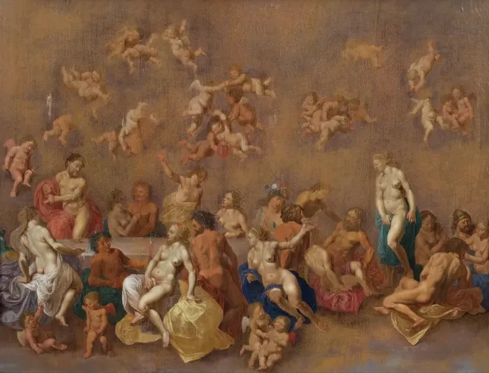 Framed Print : Banquet of the Gods in the Clouds, 1650-1675. Creator: Daniel Vertangen Framed Print : Banquet of the Gods in the Clouds, 1650-1675. Creator: Daniel Vertangen