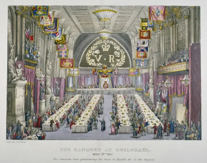 Framed Print : Banquet in the Guildhall in honour of Queen Victoria, City of London, 1837 Framed Print : Banquet in the Guildhall in honour of Queen Victoria, City of London, 1837