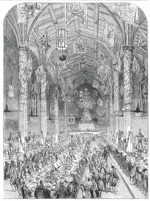 Framed Print : The Banquet in the Guildhall at York, 1850. Creator: Unknown Framed Print : The Banquet in the Guildhall at York, 1850. Creator: Unknown