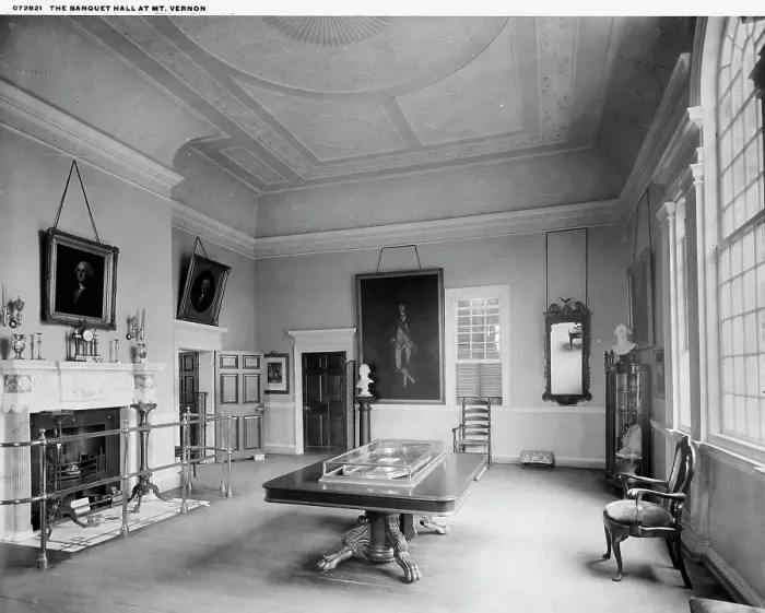 Framed Print : The Banquet hall at Mt. Vernon, between 1900 and 1920. Creator: Unknown Framed Print : The Banquet hall at Mt. Vernon, between 1900 and 1920. Creator: Unknown