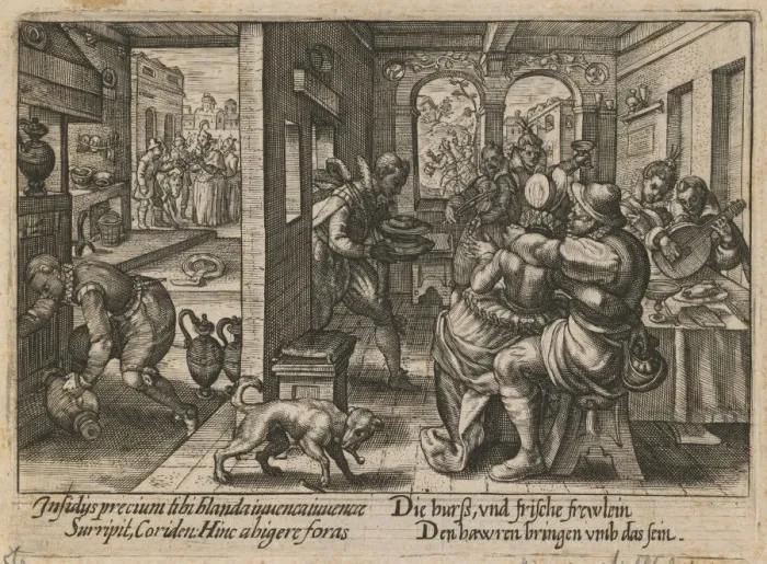 Framed Print : Banquet with Musicians, ca. 1600. Artist: Passe, Crispijn van de, the Elder (1564-1637) Framed Print : Banquet with Musicians, ca. 1600. Artist: Passe, Crispijn van de, the Elder (1564-1637)